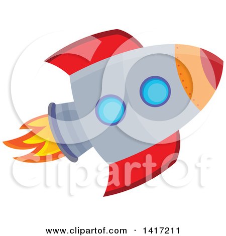 Clipart of a Flying Rocket - Royalty Free Vector Illustration by visekart