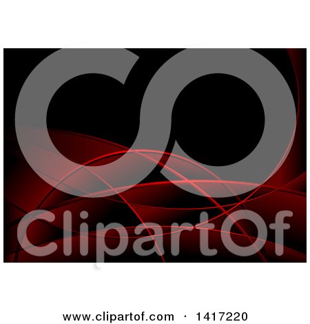 Clipart of a Background of Glowing Red Swooshes on Black - Royalty Free Vector Illustration by dero