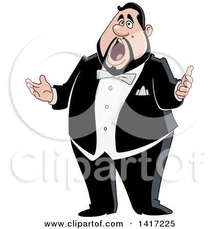 Clipart of a Cartoon Chubby Male Opera Singer - Royalty Free Vector Illustration by yayayoyo