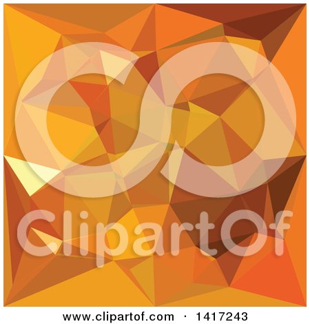Clipart of a Low Poly Abstract Geometric Background in Dark Orange Yellow - Royalty Free Vector Illustration by patrimonio