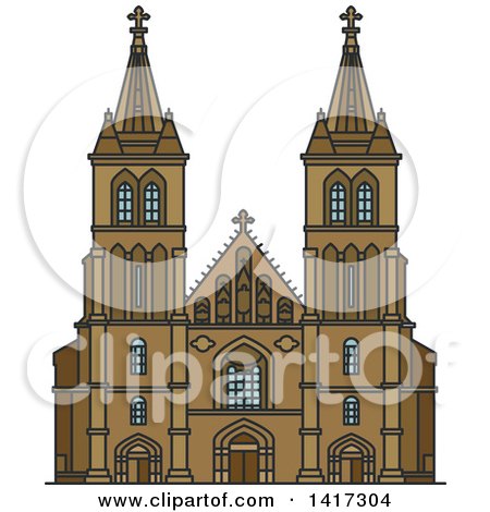 Clipart of a Czech Landmark, Cathedral of Saints Peter and Paul - Royalty Free Vector Illustration by Vector Tradition SM