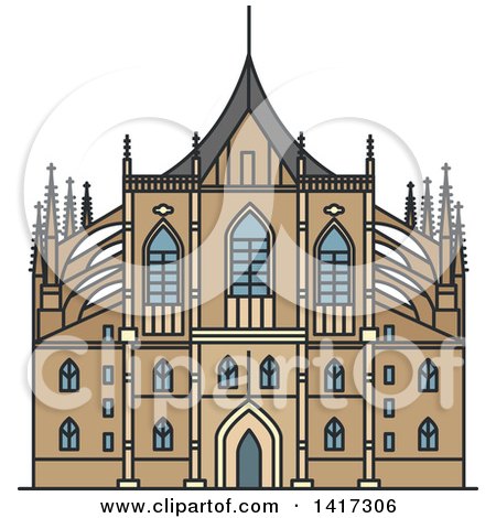 Clipart of a Czech Landmark, Saint Barbara Church - Royalty Free Vector Illustration by Vector Tradition SM