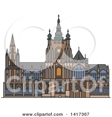 Clipart of a Czech Landmark, Saint Vitus Cathedral - Royalty Free Vector Illustration by Vector Tradition SM