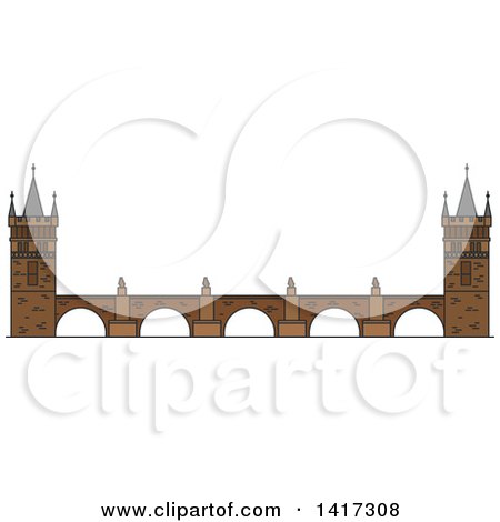 Clipart of a Czech Landmark, Charles Bridge - Royalty Free Vector Illustration by Vector Tradition SM