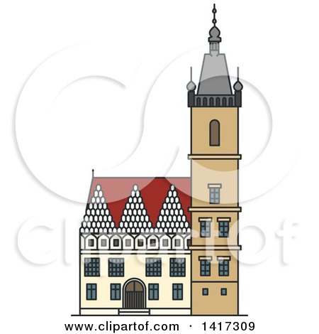 Clipart of a Czech Landmark, New Town Hall - Royalty Free Vector Illustration by Vector Tradition SM