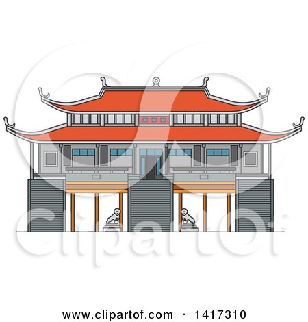 Clipart of a Indonesian Landmark, Vinh Nghiem Pagoda - Royalty Free Vector Illustration by Vector Tradition SM