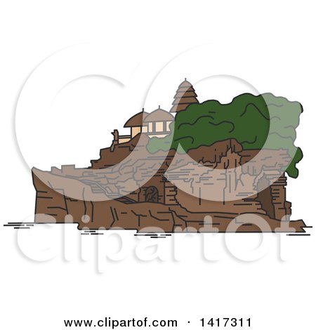 Clipart of a Landmark, Tanah Lot Temple - Royalty Free Vector Illustration by Vector Tradition SM