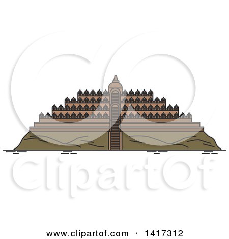 Clipart of a Landmark, Borobudur Temple - Royalty Free Vector Illustration by Vector Tradition SM