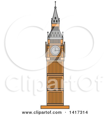Clipart of a Great Britain Landmark, Big Ben - Royalty Free Vector Illustration by Vector Tradition SM