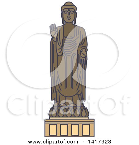 Clipart of a Japanese Landmark, Great Buddha Statue in Ushiku - Royalty Free Vector Illustration by Vector Tradition SM