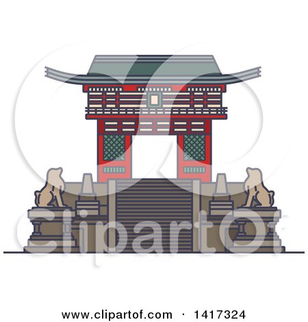 Clipart of a Japanese Landmark, Deva Gate of Kiyomizu-dera Temple - Royalty Free Vector Illustration by Vector Tradition SM