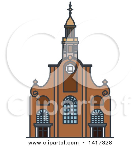 Clipart of a Dutch Landmark, Pilgrim Fathers Church - Royalty Free Vector Illustration by Vector Tradition SM