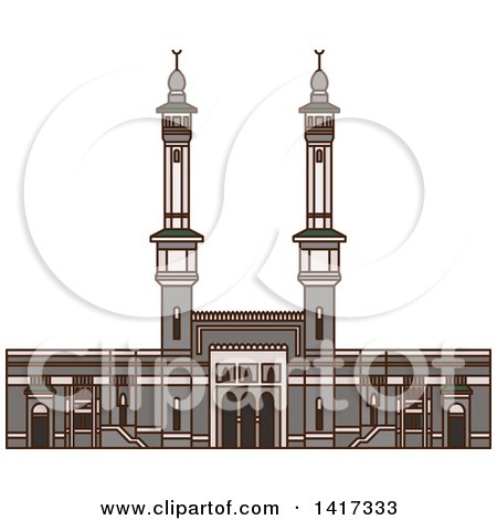 Clipart of a Saudi Arabian Landmark, Great Mosque of Mecca - Royalty Free Vector Illustration by Vector Tradition SM