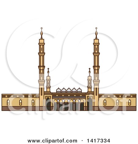 Clipart of a Saudi Arabian Landmark, Prophets Mosque - Royalty Free Vector Illustration by Vector Tradition SM