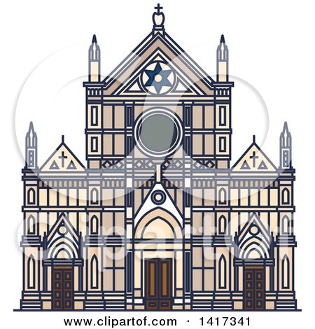 Clipart of a Italian Landmark, Basilica of Santa Croce - Royalty Free Vector Illustration by Vector Tradition SM