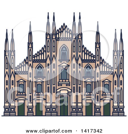 Clipart of a Italian Landmark, Cathedral of Milan - Royalty Free Vector Illustration by Vector Tradition SM