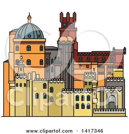 Clipart of a Portugal Landmark, Pena Palace - Royalty Free Vector Illustration by Vector Tradition SM