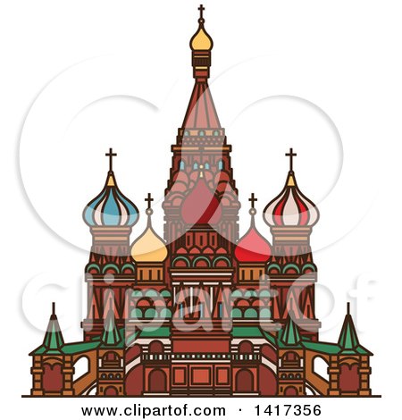Clipart of a Russian Landmark, Cathedral of Vasily the Blessed - Royalty Free Vector Illustration by Vector Tradition SM