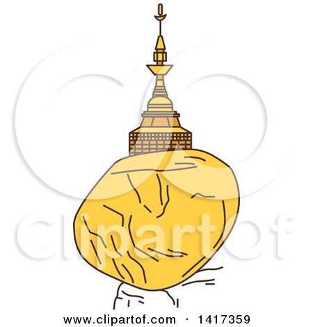 Clipart of a Burma Landmark, Kyaiktiyo Pagoda, Golden Rock - Royalty Free Vector Illustration by Vector Tradition SM