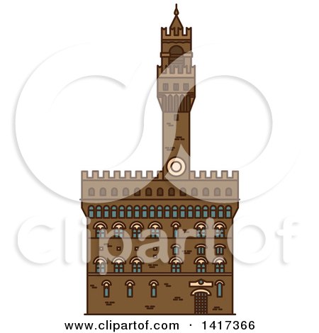 Clipart of a Italian Landmark, Palazzo Vecchio - Royalty Free Vector Illustration by Vector Tradition SM