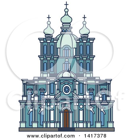 Clipart of a Russian Landmark, Smolny Convent - Royalty Free Vector Illustration by Vector Tradition SM