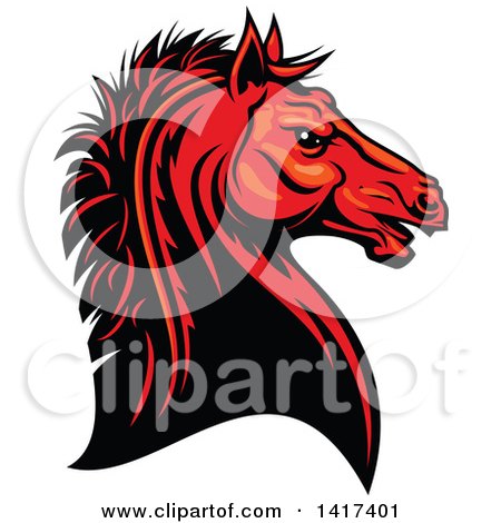 Clipart of a Tough Red Horse Head - Royalty Free Vector Illustration by Vector Tradition SM