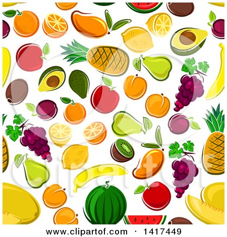 Clipart of a Seamless Background Pattern of Fruit - Royalty Free Vector Illustration by Vector Tradition SM