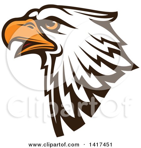 Clipart of a Firece Bald Eagle Head with Orange Eyes - Royalty Free Vector Illustration by Vector Tradition SM