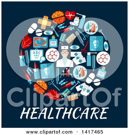 Clipart of a Circle Formed of Medical Icons with Text - Royalty Free Vector Illustration by Vector Tradition SM