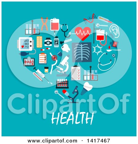 Clipart of a Heart Formed of Medical Icons with Text - Royalty Free Vector Illustration by Vector Tradition SM
