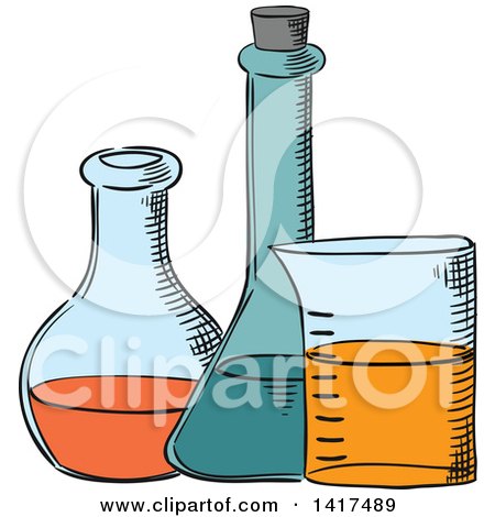 Clipart of Science Lab Containers - Royalty Free Vector Illustration by Vector Tradition SM