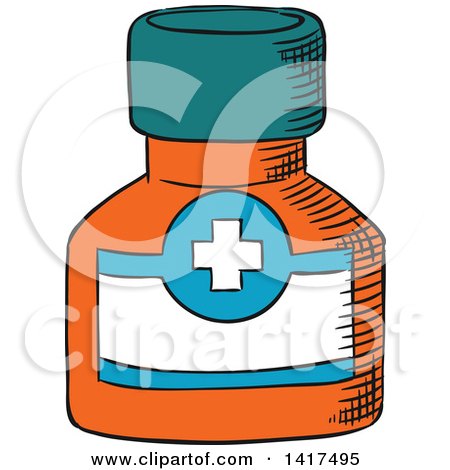 Clipart of a Bottle of Medicine - Royalty Free Vector Illustration by Vector Tradition SM