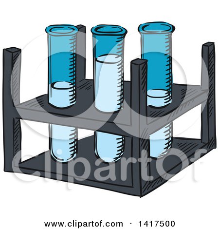 Clipart of a Tray with Test Tubes - Royalty Free Vector Illustration by Vector Tradition SM