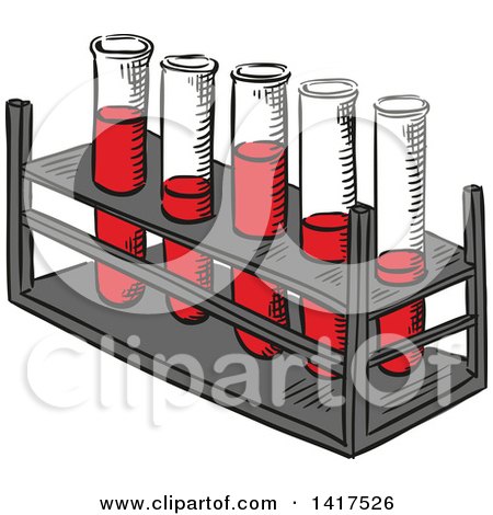 Clipart of a Tray with Blood in Test Tubes - Royalty Free Vector Illustration by Vector Tradition SM