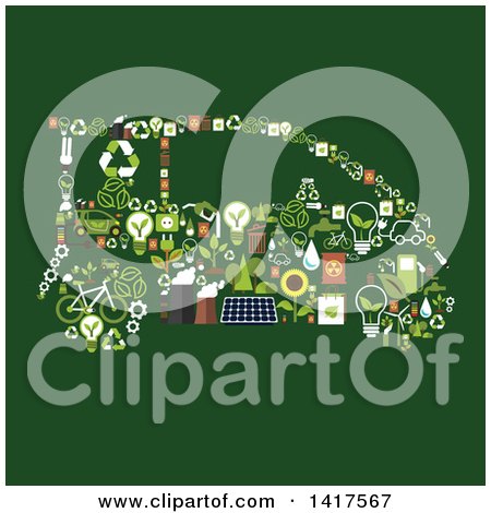 Clipart of a Car Made of Green Energy Icons - Royalty Free Vector Illustration by Vector Tradition SM