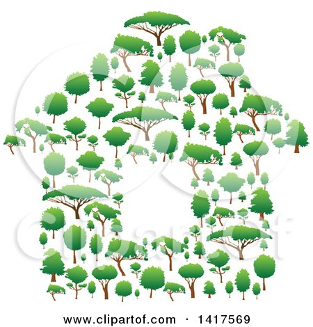 Clipart of a House Formed of Green Trees - Royalty Free Vector Illustration by Vector Tradition SM