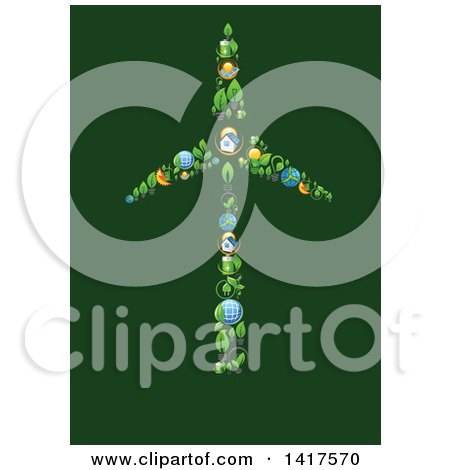 Clipart of a Wind Turbine Formed of Icons, on Green - Royalty Free Vector Illustration by Vector Tradition SM