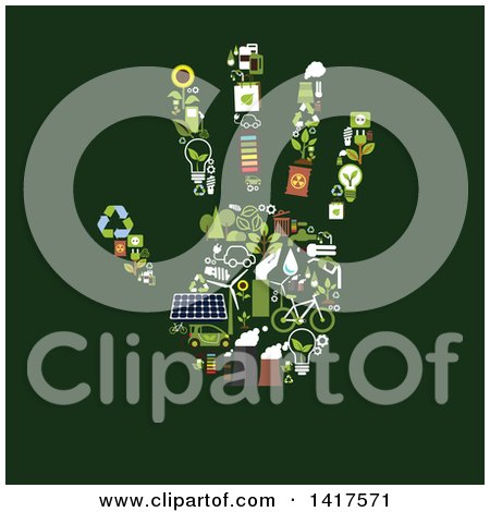 Clipart of a Hand Formed of Green Energy Icons - Royalty Free Vector Illustration by Vector Tradition SM