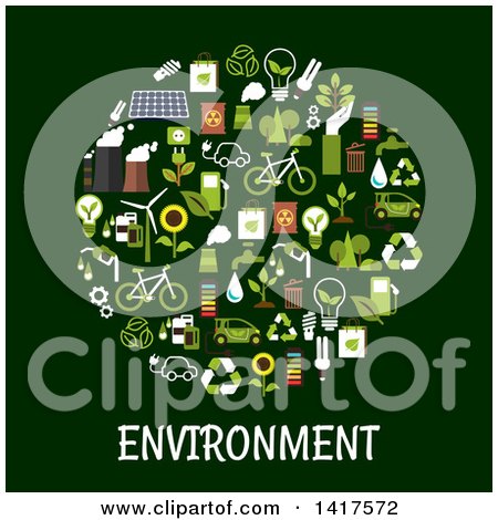 Clipart of a Circle Formed of Green Energy Icons with Text - Royalty Free Vector Illustration by Vector Tradition SM
