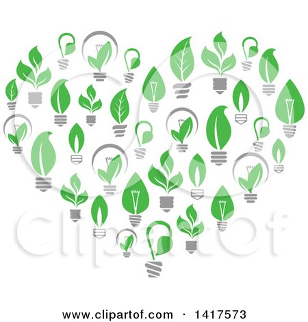 Clipart of a Heart Formed of Leafy Light Bulbs - Royalty Free Vector Illustration by Vector Tradition SM