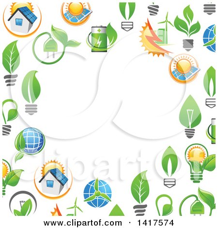 Clipart of a Border Frame Formed of Green Energy Icons - Royalty Free Vector Illustration by Vector Tradition SM