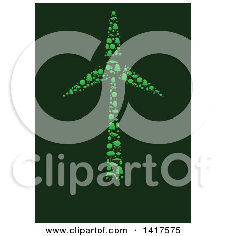 Clipart of a Wind Turbine Formed of Trees, on Green - Royalty Free Vector Illustration by Vector Tradition SM