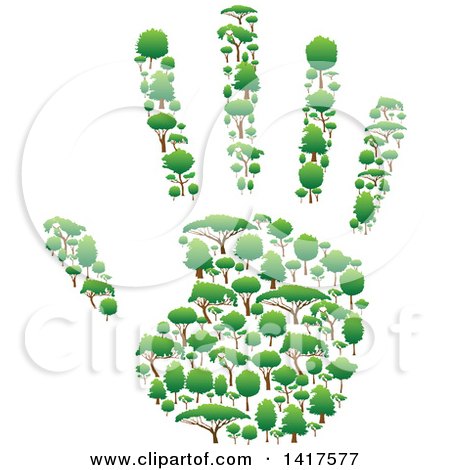Clipart of a Hand Formed of Green Trees - Royalty Free Vector Illustration by Vector Tradition SM