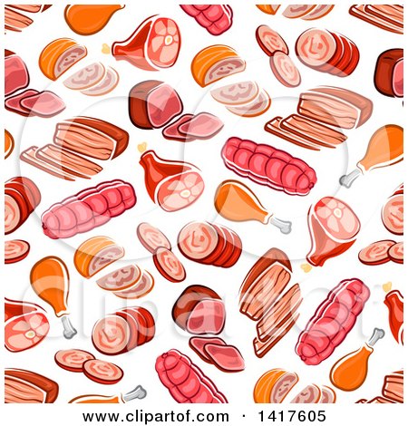 Clipart of a Seamless Background Pattern of Meat - Royalty Free Vector Illustration by Vector Tradition SM