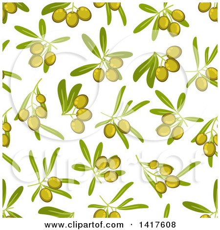 Clipart of a Seamless Background Pattern of Green Olives - Royalty Free Vector Illustration by Vector Tradition SM