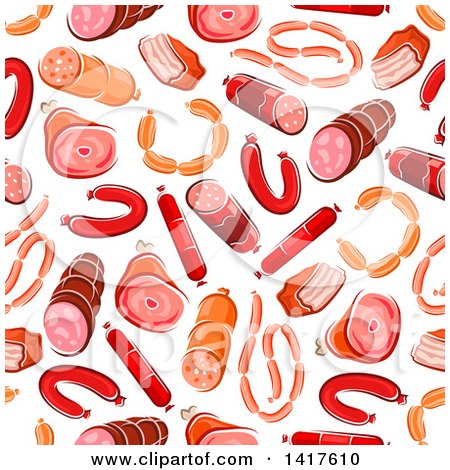 Clipart of a Seamless Background Pattern of Meat - Royalty Free Vector Illustration by Vector Tradition SM
