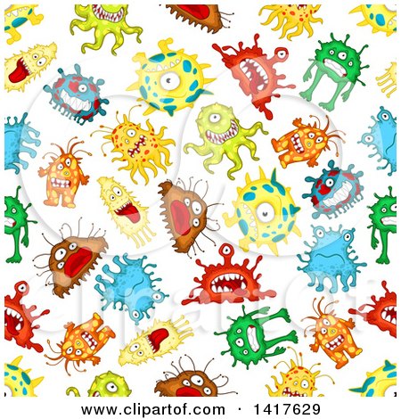 Clipart of a Seamless Background Pattern of Monsters - Royalty Free Vector Illustration by Vector Tradition SM