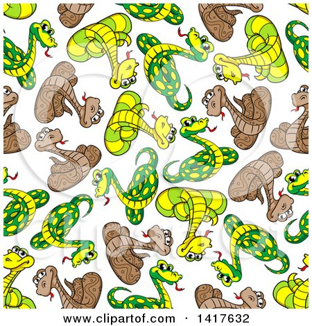 Clipart of a Seamless Background Pattern of Snakes - Royalty Free Vector Illustration by Vector Tradition SM