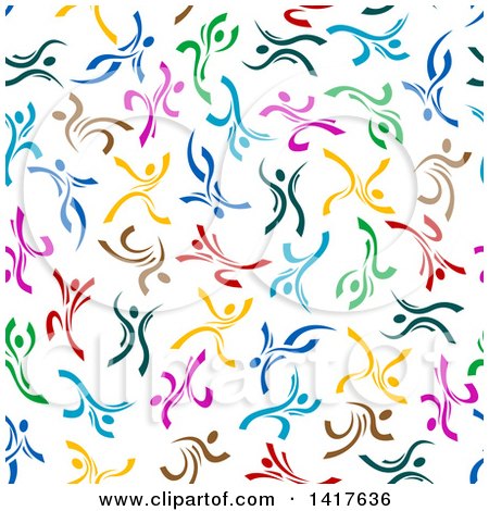 Clipart of a Seamless Background Pattern of Ribbon Dancers - Royalty Free Vector Illustration by Vector Tradition SM