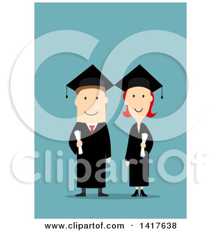 Clipart of a Flat Design Happy Graduate Couple - Royalty Free Vector Illustration by Vector Tradition SM